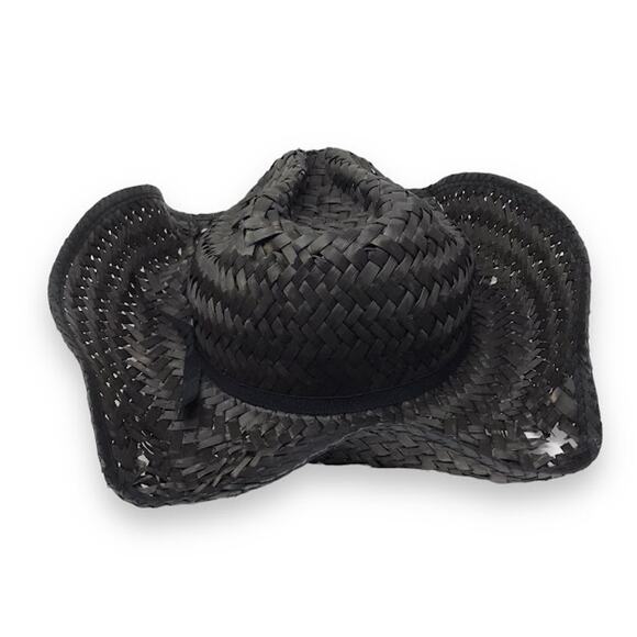 Brixton Houston Straw Cowboy Hat S/M Womens Black Full Brim Fedora NWD - Picture 4 of 8